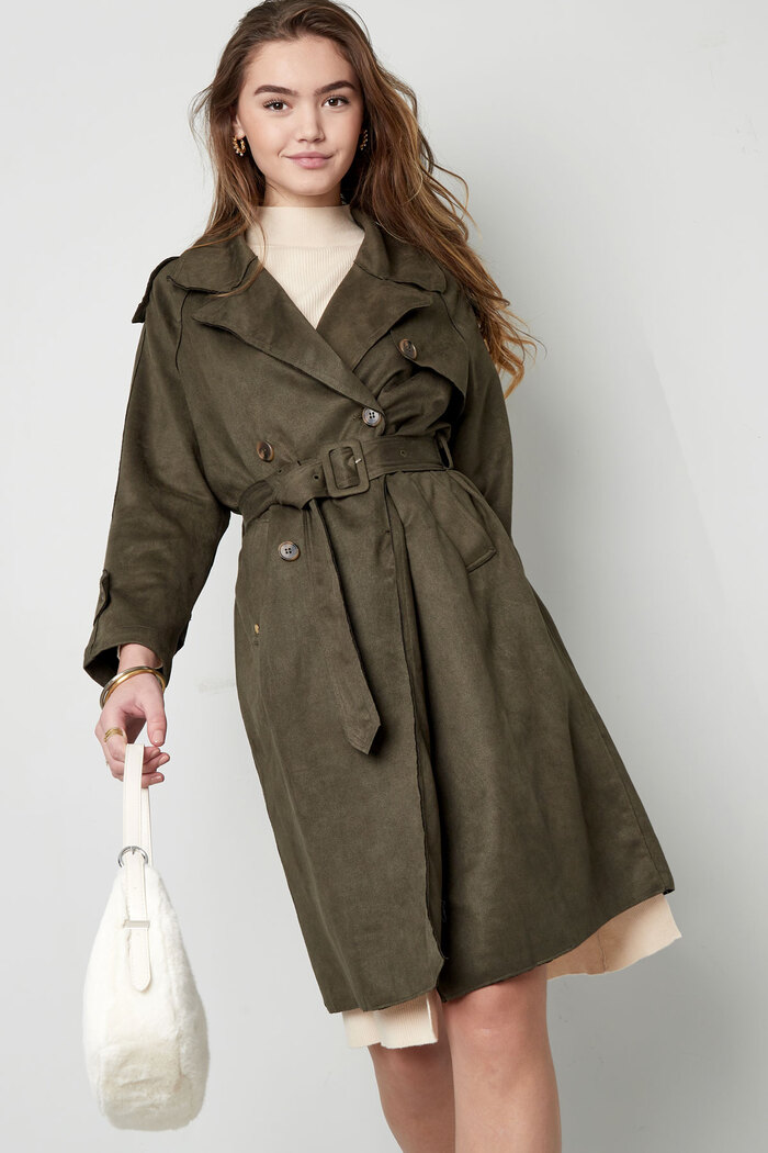Classic trench coat suede - green S Picture2